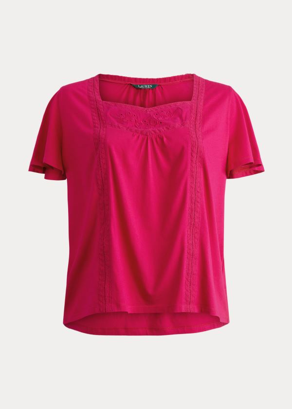 Women's Ralph Lauren Jersey Flutter-Sleeve Tops | 249167EVY